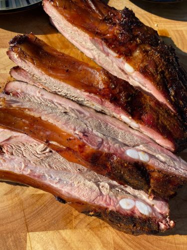 Meaty smoked bbq pork ribs